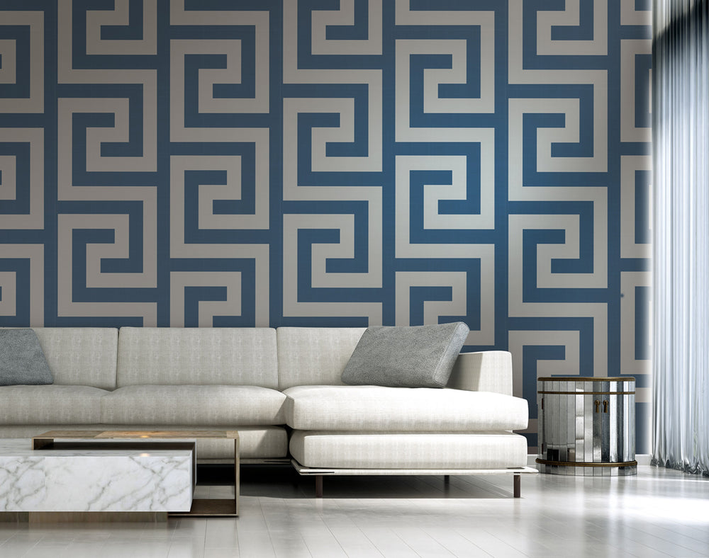 NE50012 Vogue block geometric wallpaper living room from the Nouveau Luxe collection by Seabrook Designs