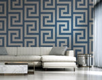 NE50012 Vogue block geometric wallpaper living room from the Nouveau Luxe collection by Seabrook Designs