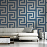 NE50012 Vogue block geometric wallpaper living room from the Nouveau Luxe collection by Seabrook Designs