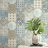RN71402 Nevaeh faux moroccan tile wallpaper decor from Say Decor