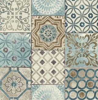 NW30002 peel and stick moroccan tile metallic wallpaper by NextWall