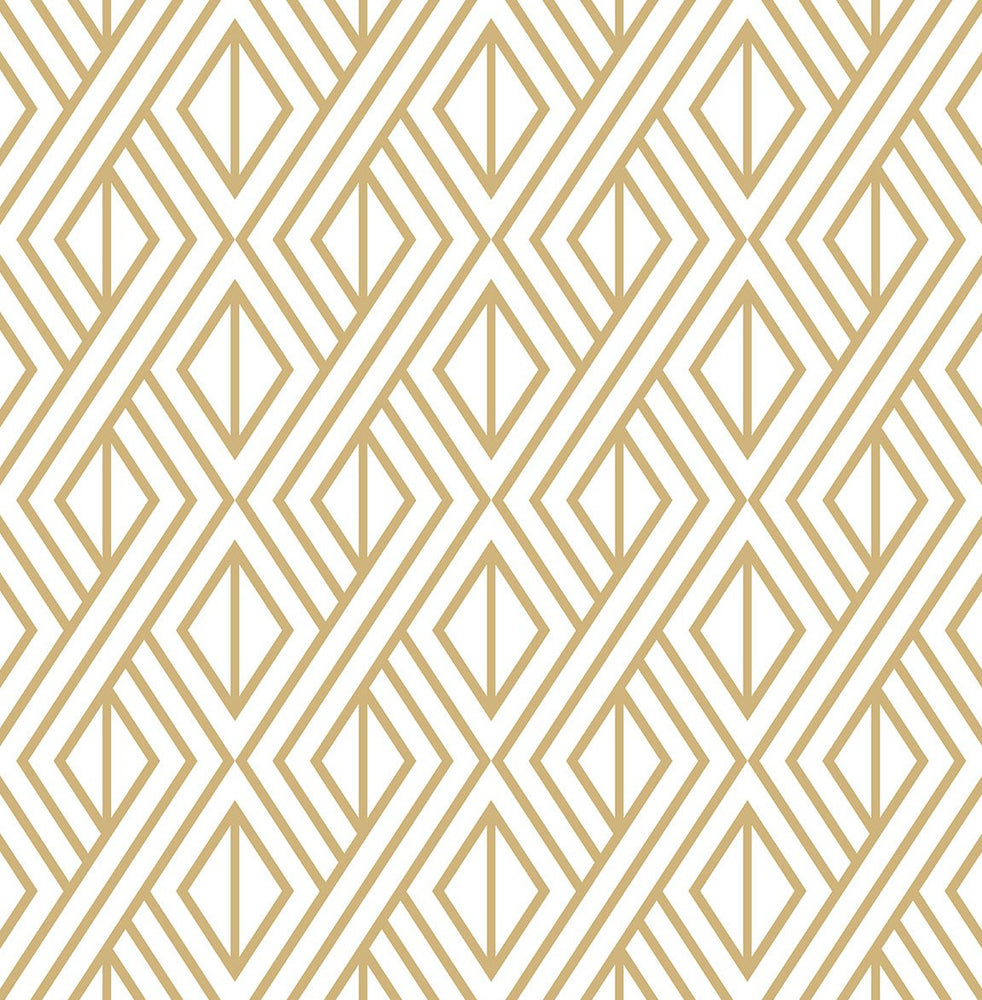 NW30105 peel and stick metallic gold geometric diamond wallpaper by NextWall