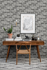 NW30510 grey faux brick peel and stick removable wallpaper office from NextWall
