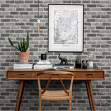 NW30510 grey faux brick peel and stick removable wallpaper office from NextWall
