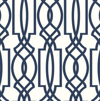 NW31502 peel and stick blue deco lattice removable wallpaper by NextWall