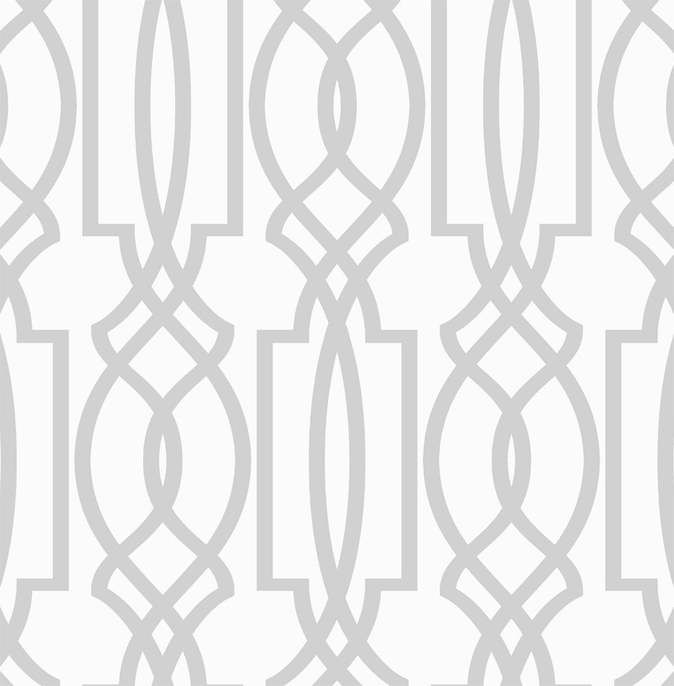 Soft Gray Deco Lattice Peel and Stick Removable Wallpaper
