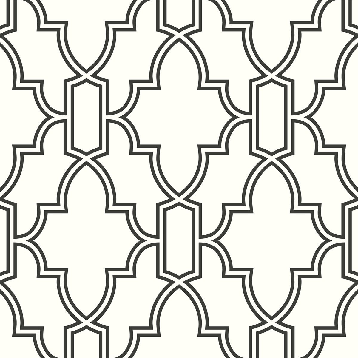 NW31600 peel and stick black and white trellis removable wallpaper by NextWall
