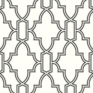 NW31600 peel and stick black and white trellis removable wallpaper by NextWall