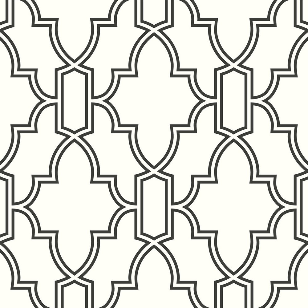 NW31600 peel and stick black and white trellis removable wallpaper by NextWall