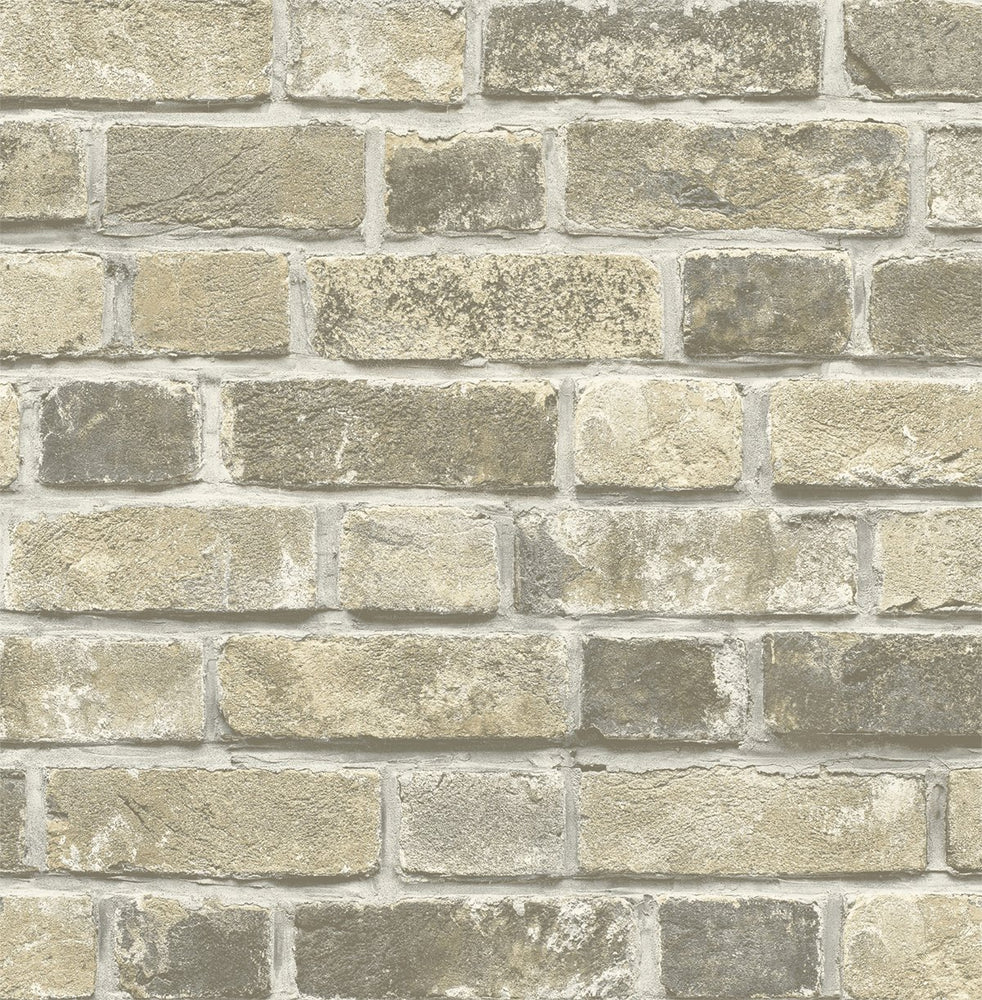 NW31705 peel and stick neutral brick industrial wallpaper by NextWall