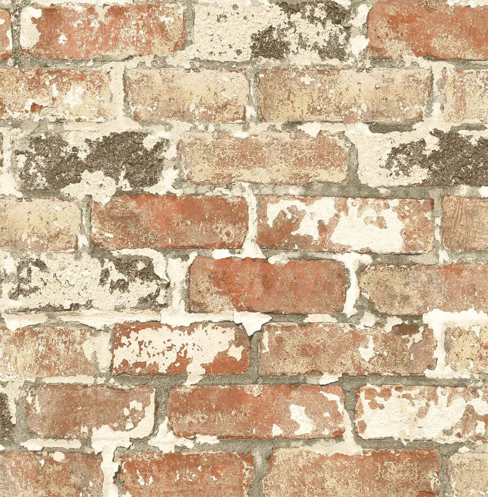 NW32301 peel and stick industrial red brick wallpaper by NextWall