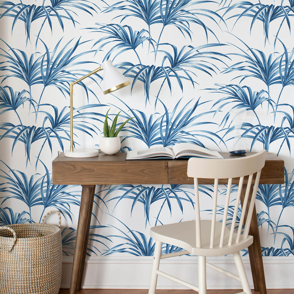 
                  
                    NW32502 tropical palm leaf peel and stick removable wallpaper desk by NextWall
                  
                