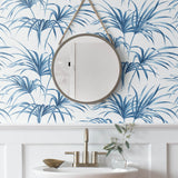 NW32502 tropical palm leaf peel and stick removable wallpaper bathroom by NextWall