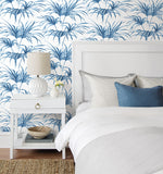 NW32502 tropical palm leaf peel and stick removable wallpaper bedroom by NextWall