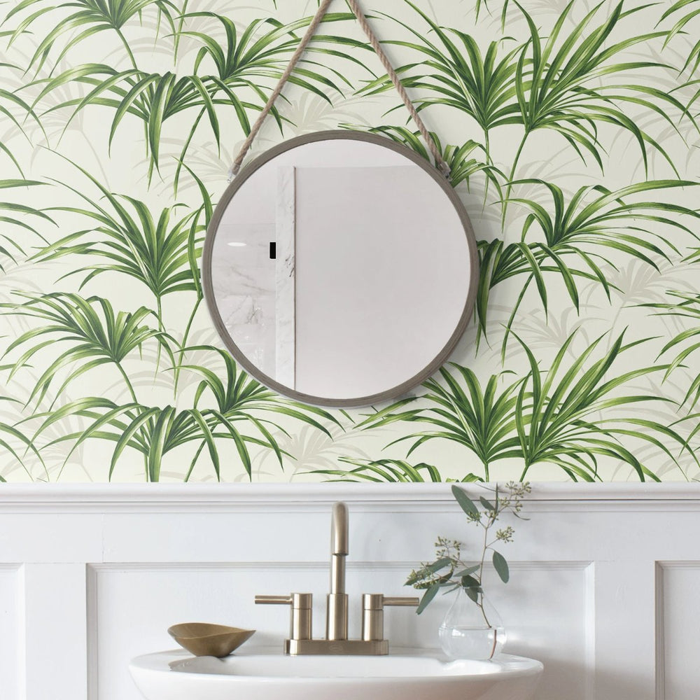 
                  
                    NW32504 tropical palm leaf peel and stick removable wallpaper bathroom by NextWall
                  
                