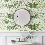 NW32504 tropical palm leaf peel and stick removable wallpaper bathroom by NextWall