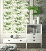 NW32504 tropical palm leaf peel and stick removable wallpaper bedroom by NextWall