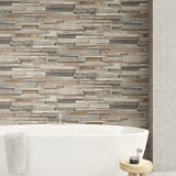 NW32601 peel and stick wood plank wallpaper bathroom