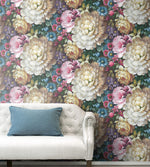 NW32700 blooming floral sofa peel and stick removable wallpaper by NextWall