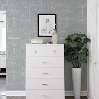 NW32908 sailboat peel and stick wallpaper bedroom