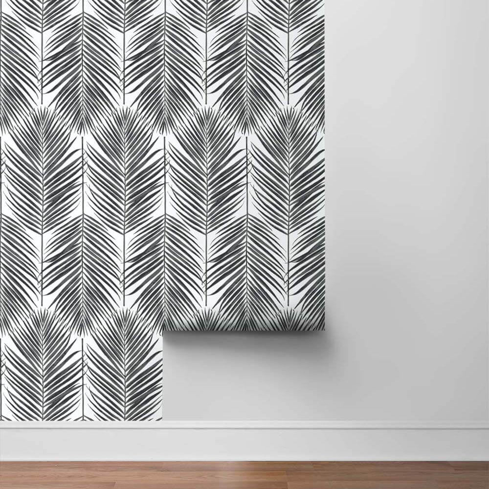 
                  
                    NW33000 black palm leaf peel and stick removable wallpaper roll by NextWall
                  
                
