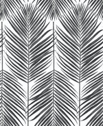 NW33000 black palm leaf peel and stick removable wallpaper by NextWall