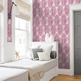 NW33001 bedroom cerise pink palm leaf peel and stick removable wallpaper by NextWall