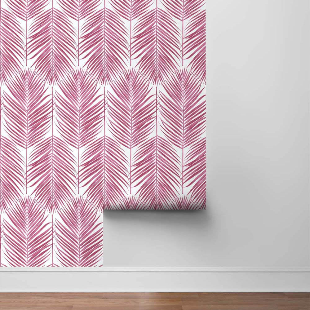 
                  
                    NW33001 cerise pink palm leaf peel and stick removable wallpaper roll by NextWall
                  
                