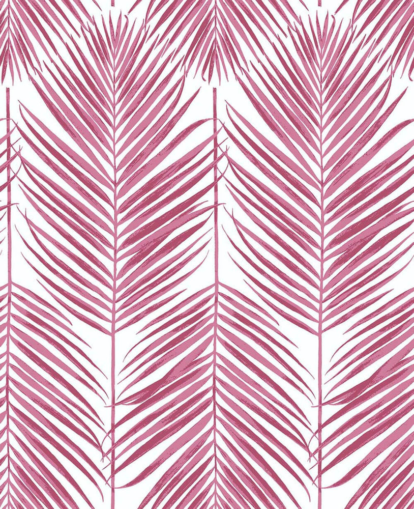 NW33001 cerise pink palm leaf peel and stick removable wallpaper by NextWall