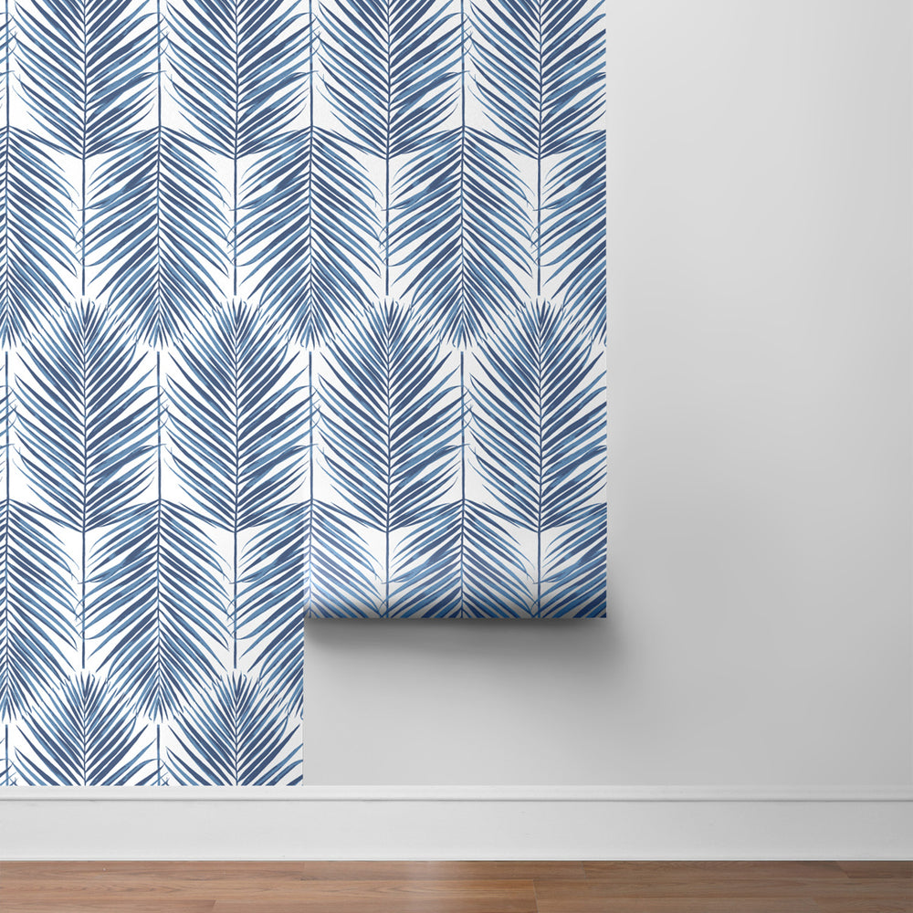 
                  
                    NW33002 coastal blue palm leaf peel and stick removable wallpaper roll by NextWall
                  
                