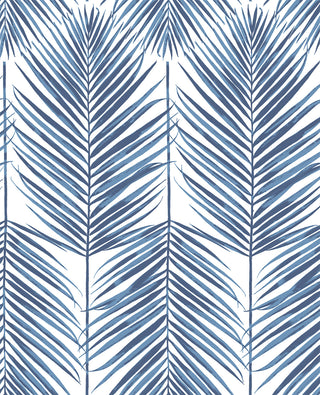 NW33002 coastal blue palm leaf peel and stick removable wallpaper by NextWall