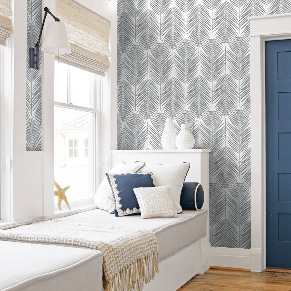 
                  
                    NW33008 bedroom daydream gray palm leaf peel and stick removable wallpaper by NextWall
                  
                
