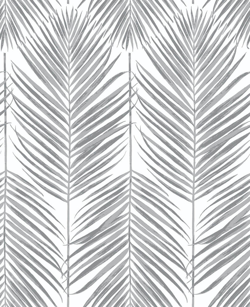NW33008 daydream gray palm leaf peel and stick removable wallpaper by NextWall