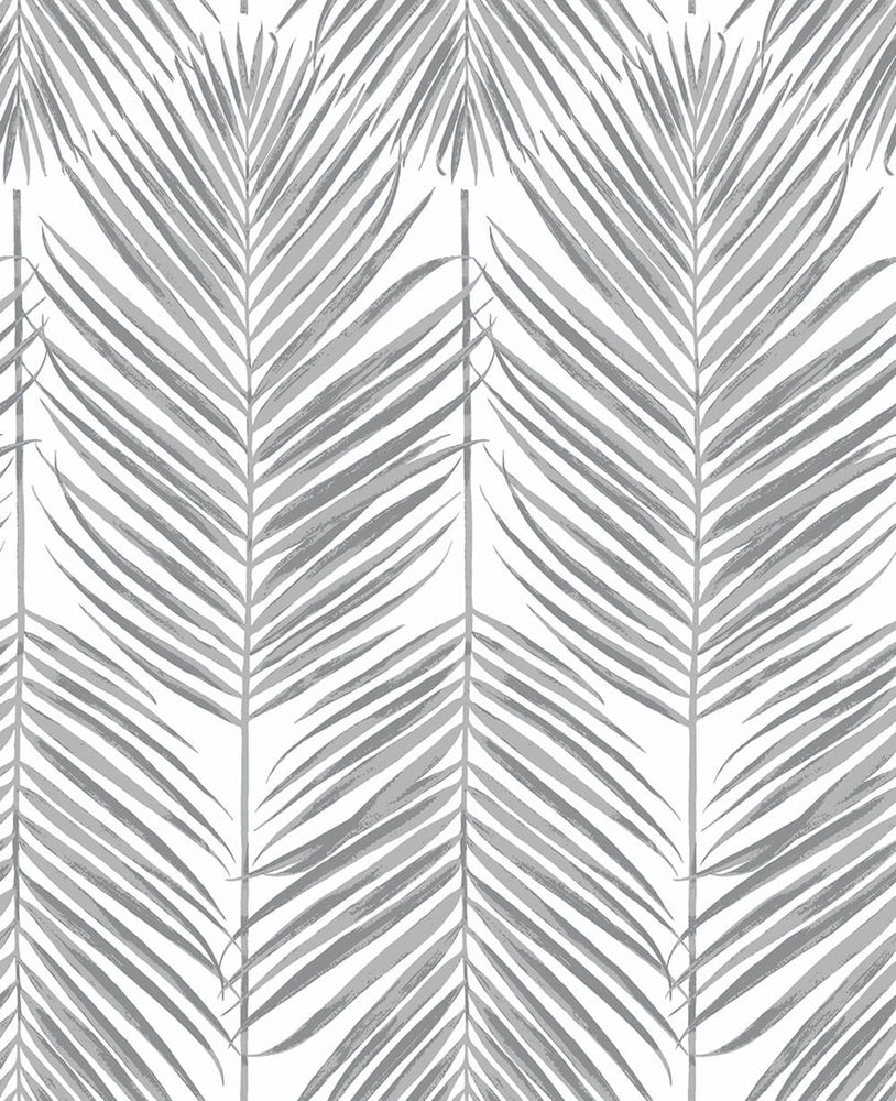 NW33008 daydream gray palm leaf peel and stick removable wallpaper by NextWall