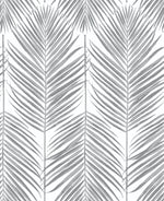 NW33008 daydream gray palm leaf peel and stick removable wallpaper by NextWall