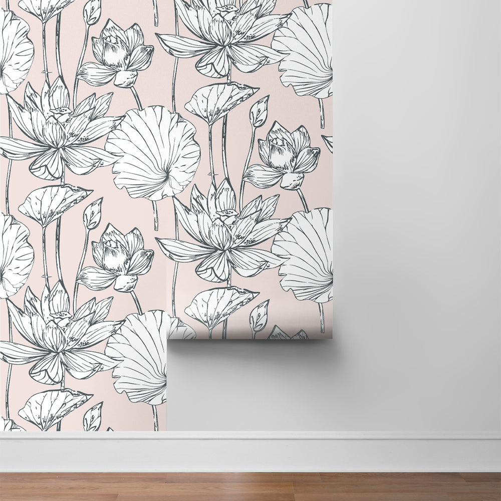 
                  
                    NextWall NW33101 pink lotus floral peel and stick wallpaper roll
                  
                