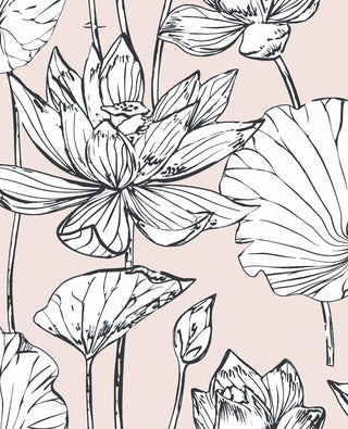 NextWall NW33101 pink lotus floral peel and stick wallpaper