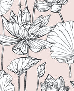 NextWall NW33101 pink lotus floral peel and stick wallpaper