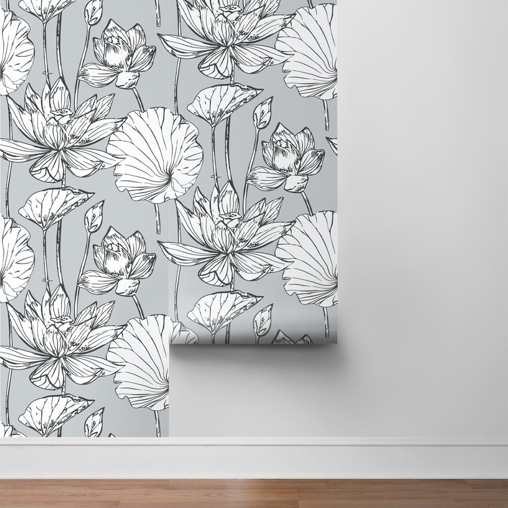 
                  
                    NextWall NW33108 gray lotus floral peel and stick wallpaper roll
                  
                