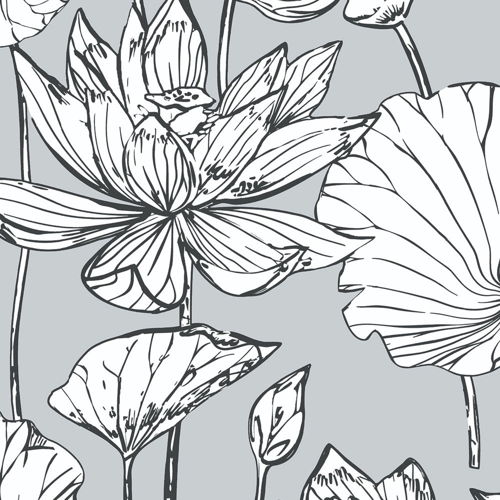 
                  
                    NextWall NW33108 gray lotus floral peel and stick wallpaper
                  
                