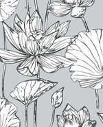 NextWall NW33108 gray lotus floral peel and stick wallpaper