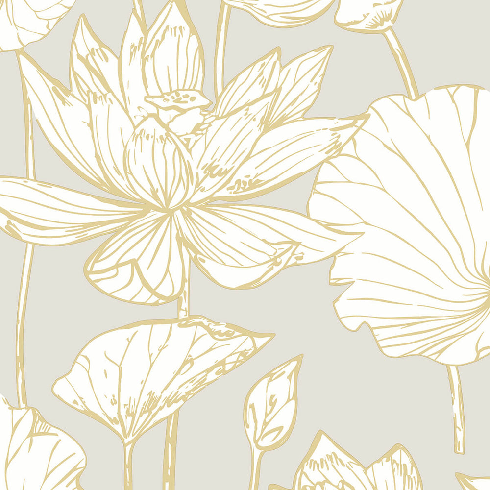 
                  
                    NW33118 metallic gold lotus flower peel and stick removable wallpaper from NextWall
                  
                