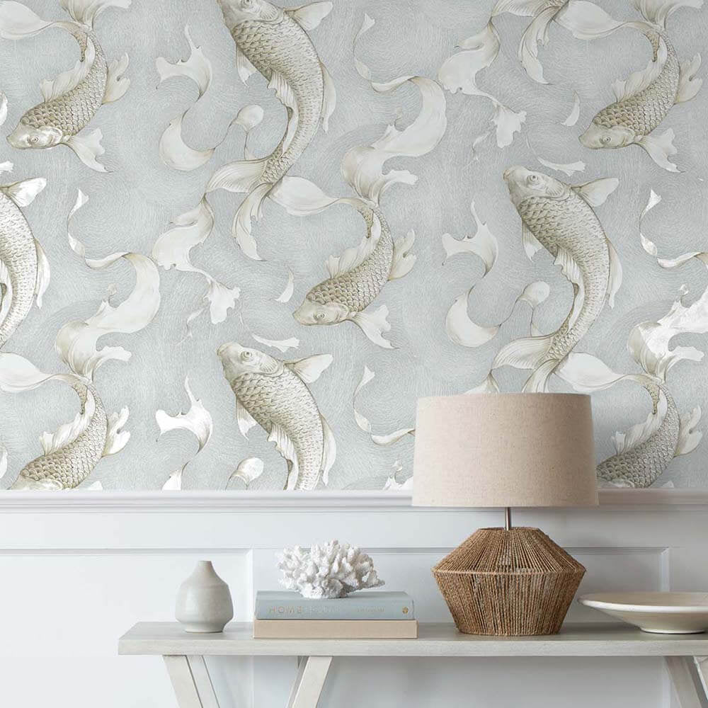 
                  
                    NW33208 metallic koi fish peel and stick removable wallpaper entryway by NextWall
                  
                