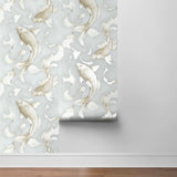 NW33208 metallic koi fish peel and stick removable wallpaper roll by NextWall