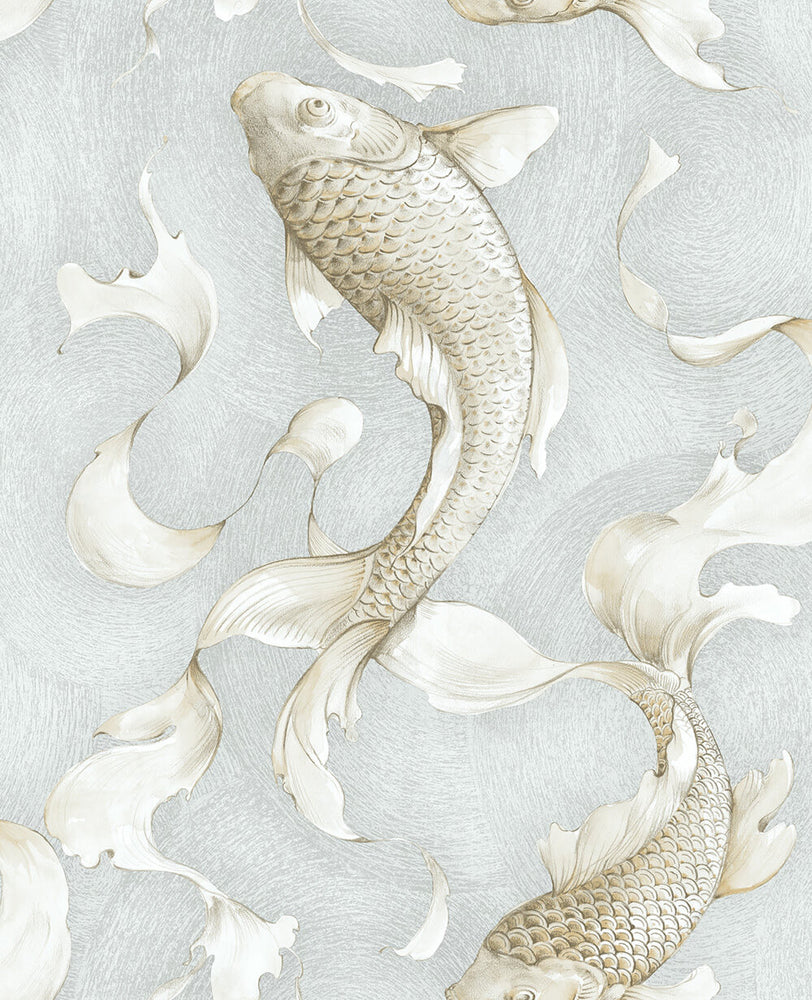 Koi Fish Metallic Peel and Stick Removable Wallpaper