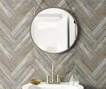 NW33308 wood chevron peel and stick removable wallpaper bathroom from NextWall
