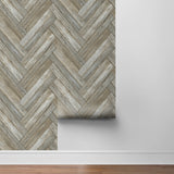 NW33308 wood chevron peel and stick removable wallpaper roll from NextWall
