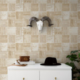 NW33408 wood block rustic peel and stick removable wallpaper decor by NextWall