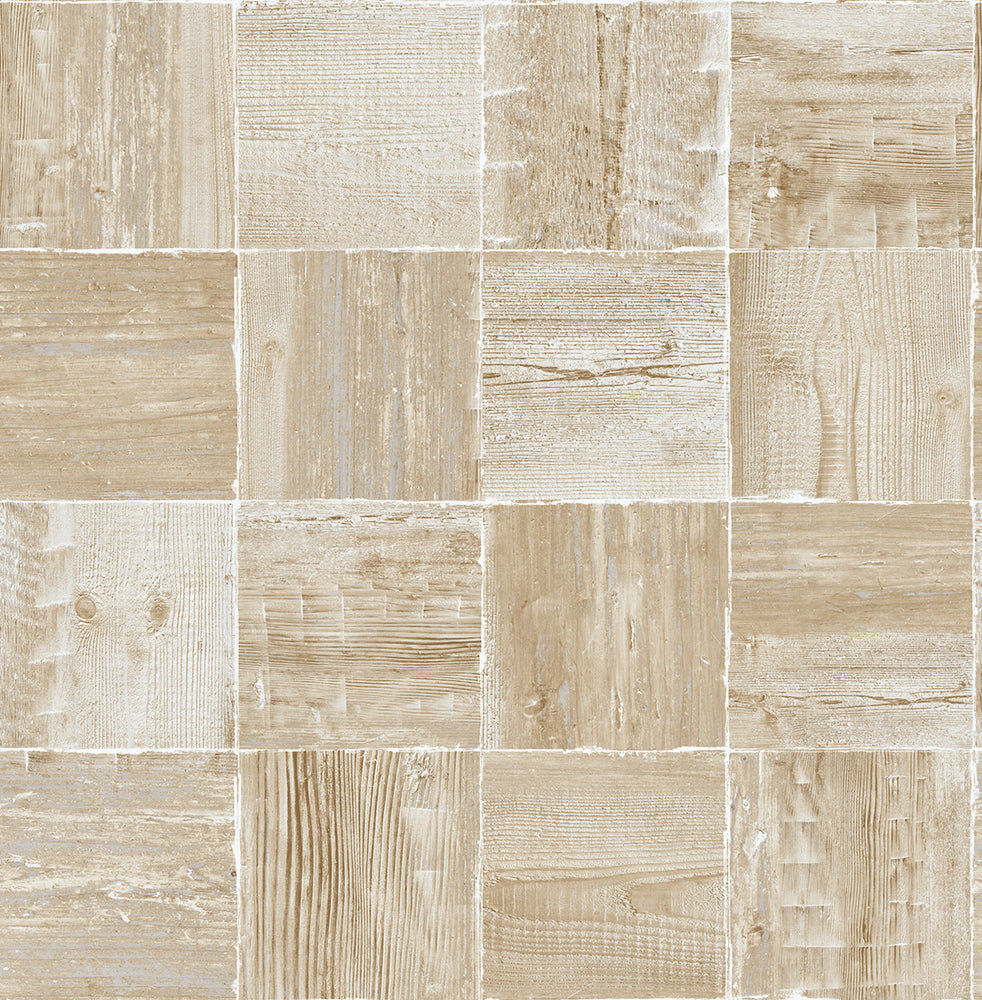 NW33408 wood block rustic peel and stick removable wallpaper by NextWall
