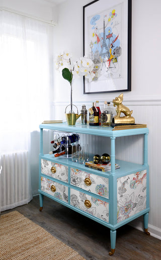 NW33600 colorful paisley floral peel and stick wallpaper furniture by NextWall